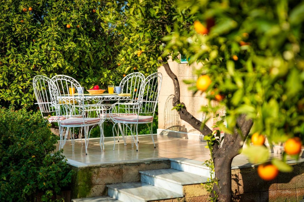 The Tower With The Orange Tree Garden Villa Ialysos  Bagian luar foto