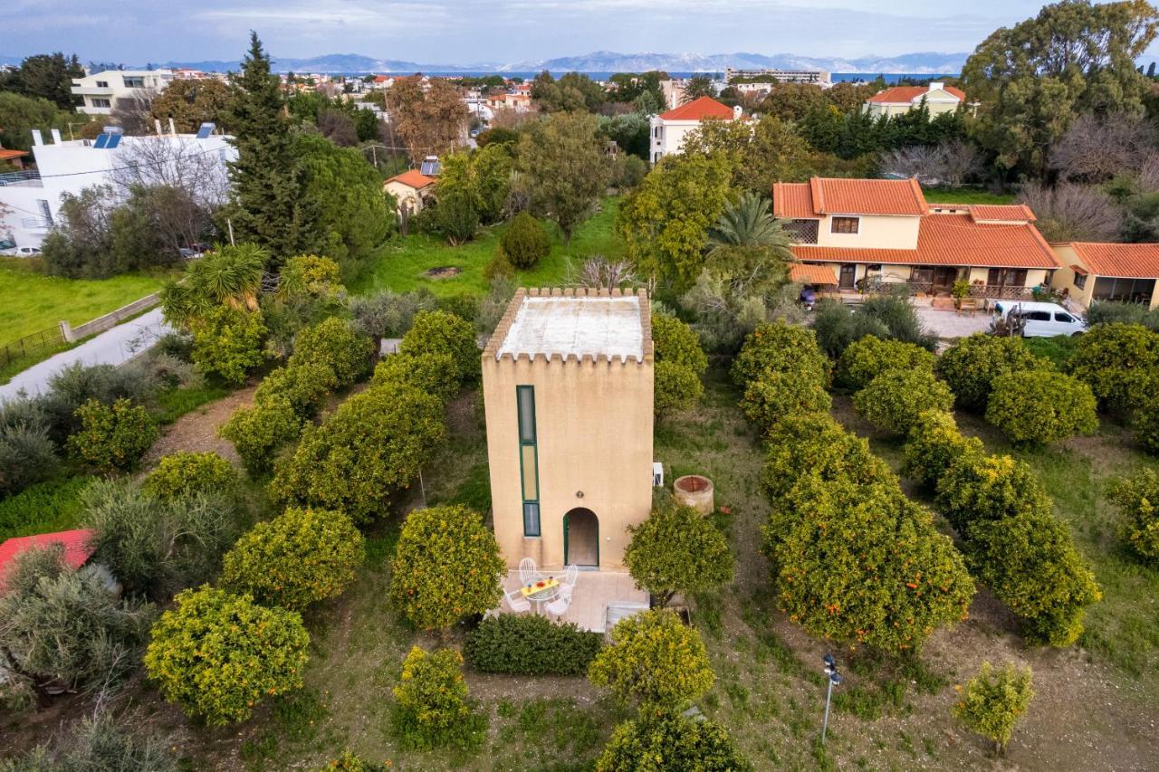 The Tower With The Orange Tree Garden Villa Ialysos  Bagian luar foto